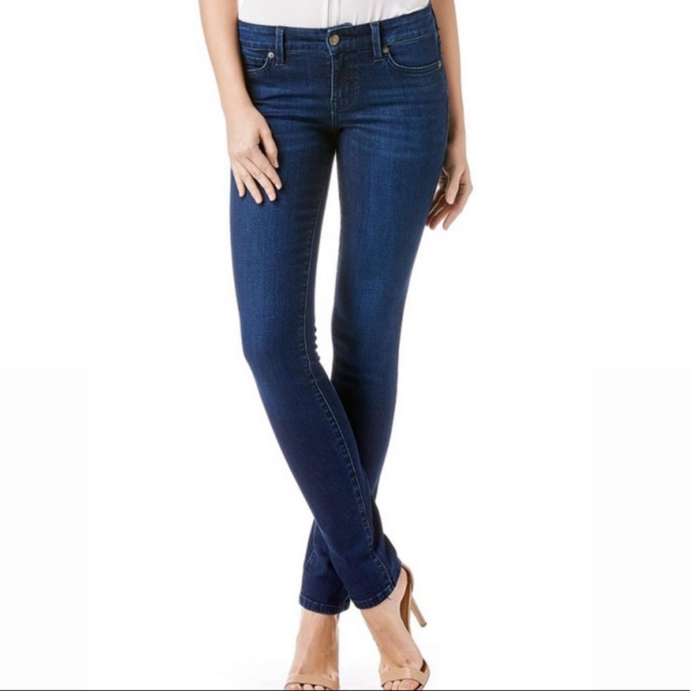 Anthropologie Level 99 Lily Crop Skinny Straight Jeans Size 28 Dark Blue Wash